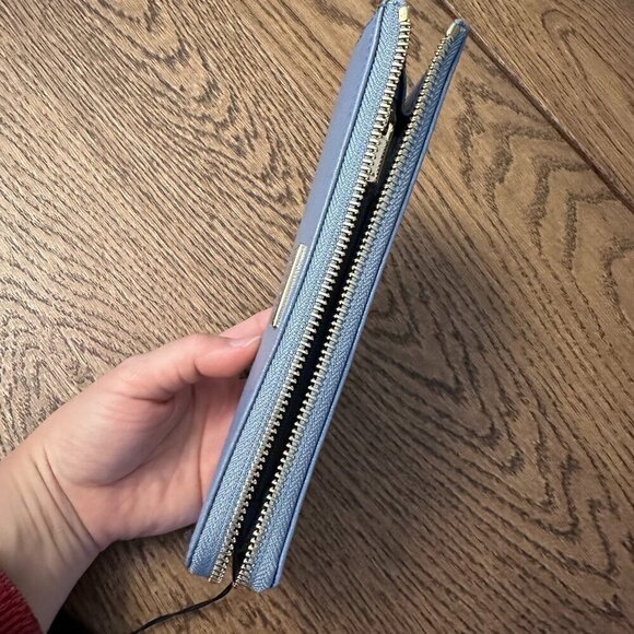 NWT！NEW！Furla L-Zip Long Wallet -Women Soffiano Leather -Blue Tempesta/Authentic - Picture 4 of 6